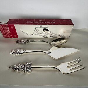 International Silver Co. Holiday Joy 3 Piece Silverplate Serving Set Christmas